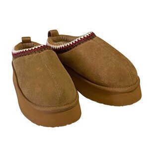 Fitory Sherpa Lined Platform Slippers Womens Size 8 Chestnut Brown Earthy Boho